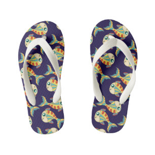 Niedlich Fun Fish Muster Navy Blue Kinderbadesandalen