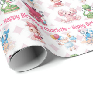 Niedlich Fun Girl's Geburtstagskuh "Age Mouse Cow" Geschenkpapier