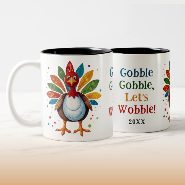Niedlich Fun Gobble Rainbow Türkei Erntedank Zweifarbige Tasse (Von Creator hochgeladen)