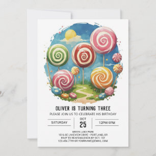 Niedlich Fun Lollipop Geburtstag Einladung
