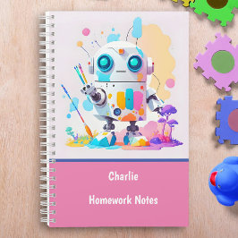 Niedlich & Fun Messy Robot Paint Splashes School Notizbuch