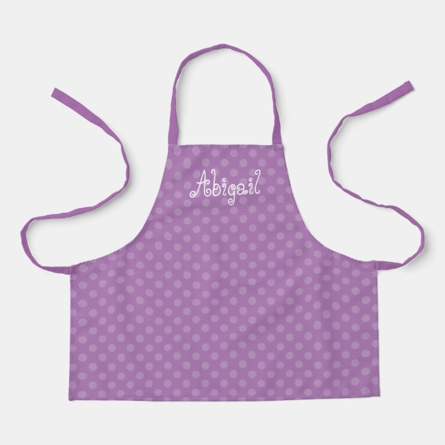 Niedlich Fun Personalisiert Lavender Polka Dot Mus Schürze (Vorderseite)