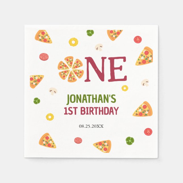 Niedlich Fun Pizza Party Kinder 1 Geburtstag Serviette (Vorderseite)