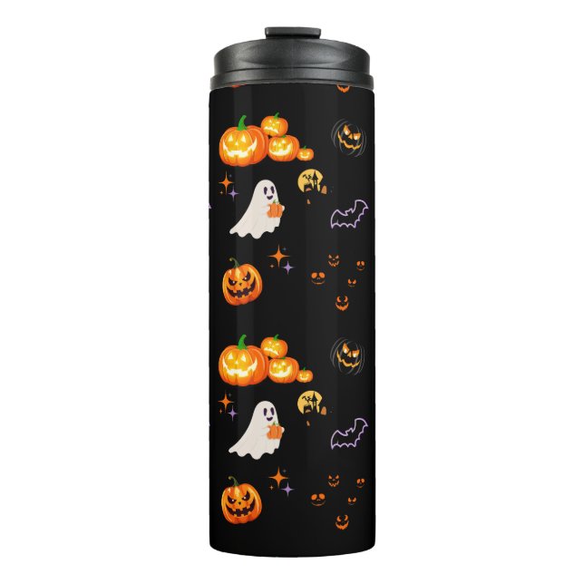 Niedlich Fun Pumpkin Ghost Hexe Halloween-Party Thermosbecher (Vorderseite)