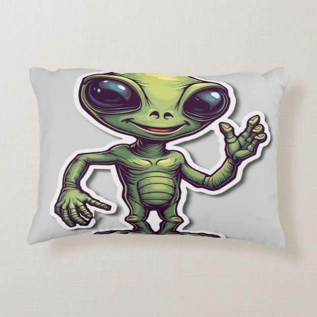 Niedlich Funny Alien - Whimsical & Playful Dekokissen (Rückseite)