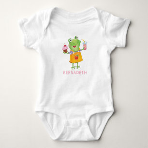 Niedlich Funny Baby Frog Pink Girl Baby Bodysuit Strampler