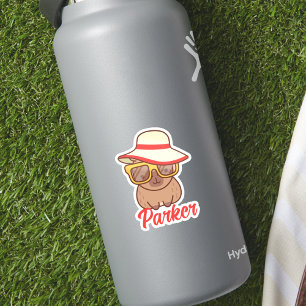 Niedlich Funny Capybara Modernes Monogramm Aufkleber