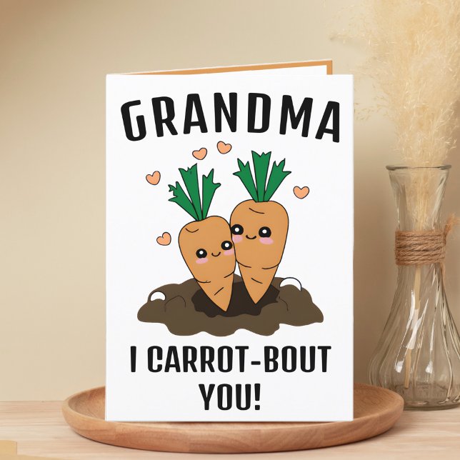 Niedlich Funny Carrot Pun Großmutter Happy Geburts Dankeskarte (cute funny carrot birthday card for grandmother)