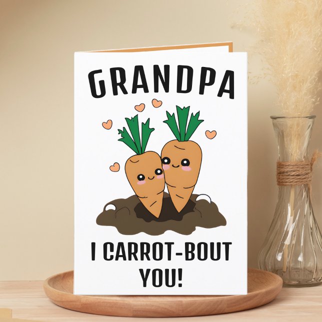 Niedlich Funny Carrot Pun Großvater Happy Birthday Dankeskarte (cute funny carrot birthday card for grandfather)