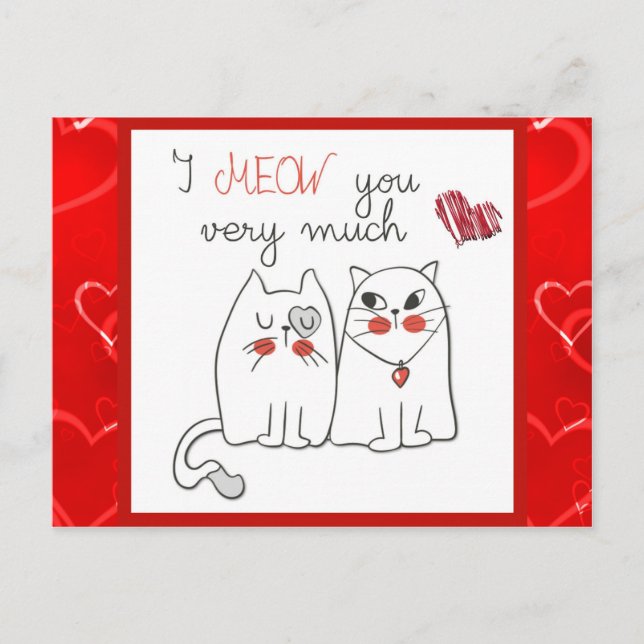 Niedlich Funny Cartoon Cat Liebe Postkarte (Vorderseite)