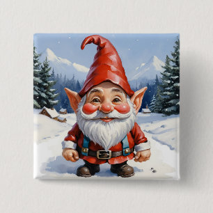 Niedlich Funny Cartoon Frohe Weihnachtsgnome Button