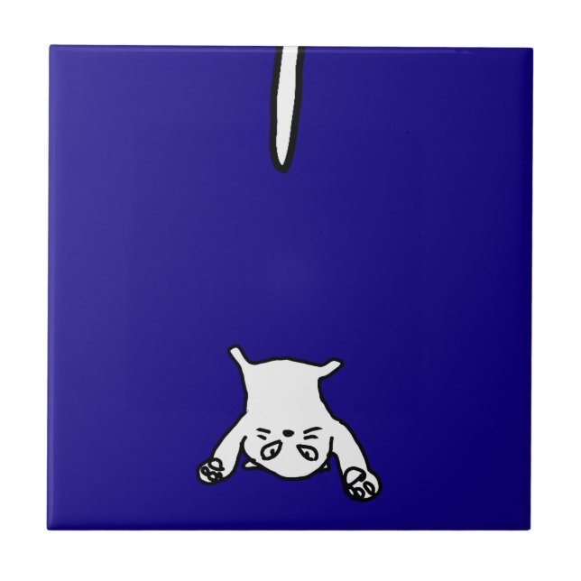 Niedlich & Funny Cat Doodle auf Blue Fliese (Vorderseite)