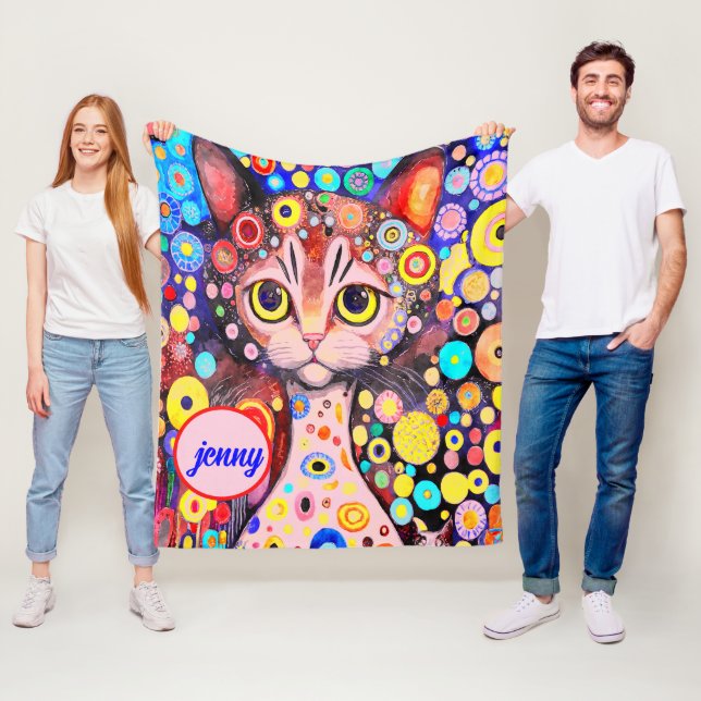 NIEDLICH FUNNY CAT | FARBE ART CAT FLEECEDECKE (Beispiel)