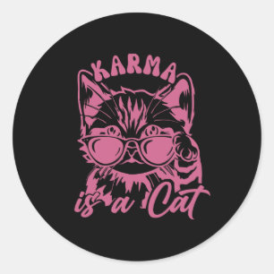 Niedlich Funny Cat Lover Cat Is Karma Runder Aufkleber
