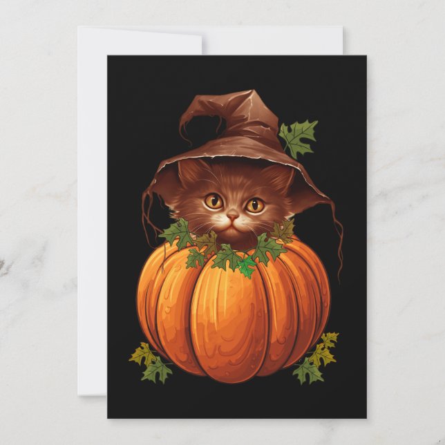 NIEDLICH FUNNY CAT PUMPKIN EINLADUNG (Vorderseite)