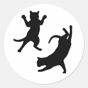 Niedlich Funny Cat Silhouette Runder Aufkleber