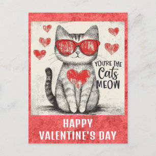 Niedlich Funny Cat Valentinstag Herz Postkarte