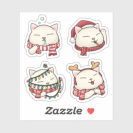 Niedlich Funny Christmas Cat Combo Aufkleber