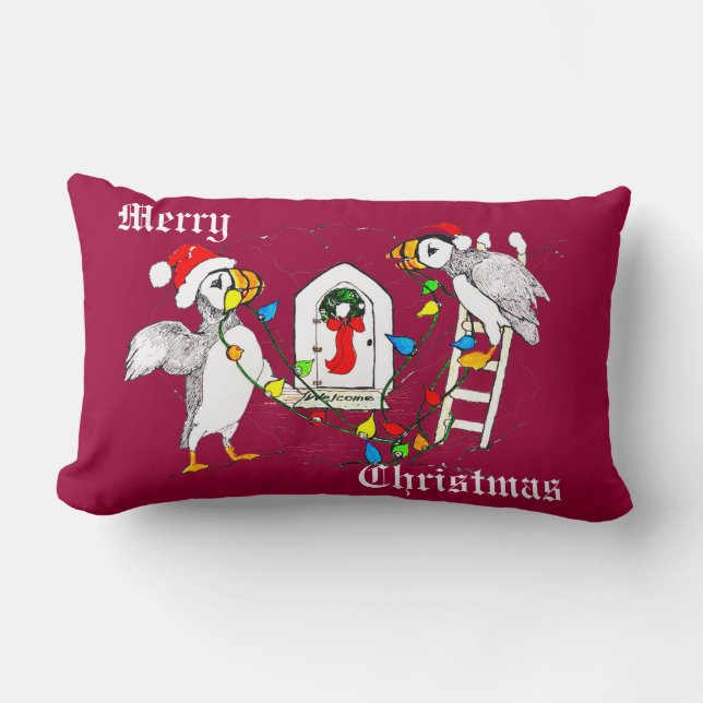 Niedlich Funny Christmas Hornbill Puffin Holiday Lendenkissen (Vorderseite)