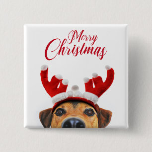 Niedlich Funny Christmas Hund Rentier Antler Headb Button