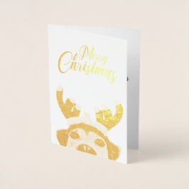 Niedlich Funny Christmas Hund Rentier Antler Headb Folienkarte