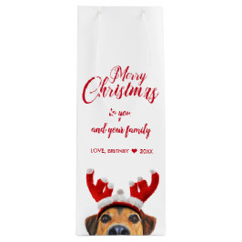 Niedlich Funny Christmas Hund Rentier Antler Headb Geschenktüte Für Weinflaschen