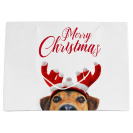 Niedlich Funny Christmas Hund Rentier Antler Headb Große Geschenktüte