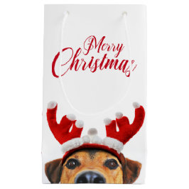 Niedlich Funny Christmas Hund Rentier Antler Headb Kleine Geschenktüte