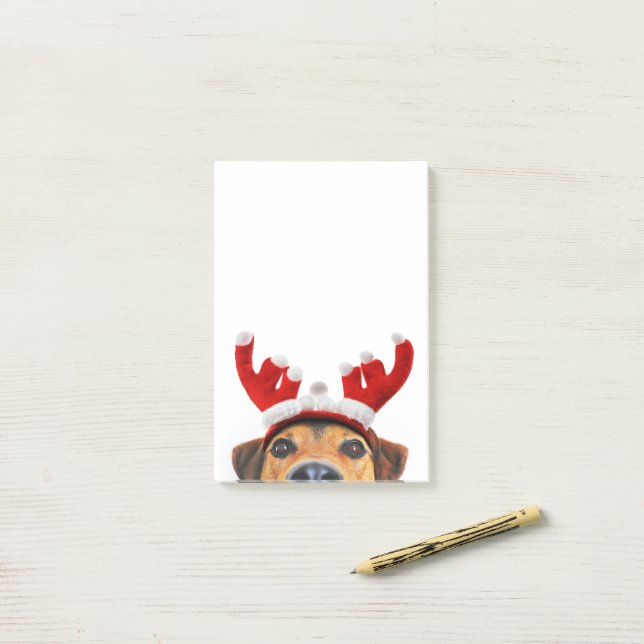 Niedlich Funny Christmas Hund Rentier Antler Headb Post-it Klebezettel (Auf Schreibtisch)