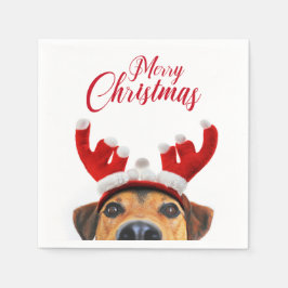 Niedlich Funny Christmas Hund Rentier Antler Headb Serviette