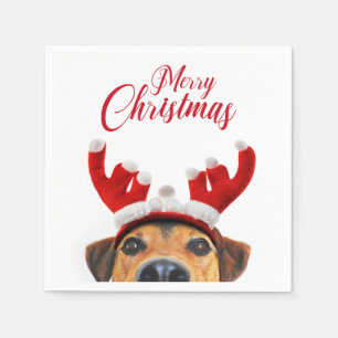 Niedlich Funny Christmas Hund Rentier Antler Headb Serviette
