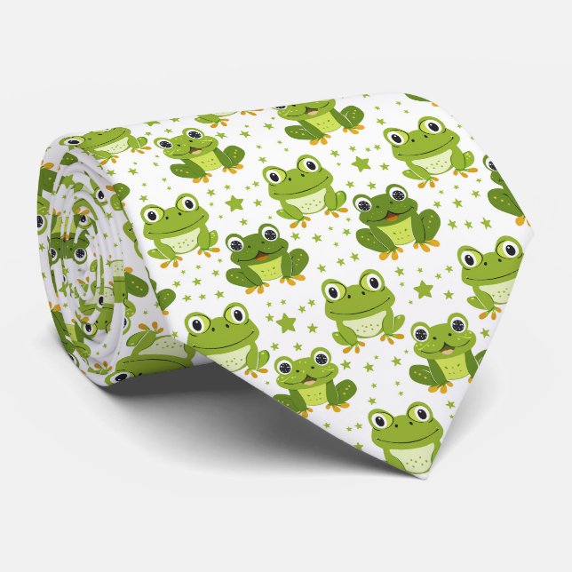 Niedlich Funny Colorful Frosch Neck Tie Krawatte (Gerollt)