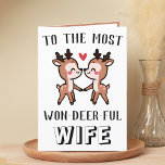 Niedlich Funny Deer Buck Wunderbare Ehefrau Geburt Dankeskarte<br><div class="desc">Suchen Sie eine einzigartige Möglichkeit, Ihre Liebe und Ihren Spaß zu Ihrem Ehemann auszudrücken? Unsere lustige Rehpun-Grußkarte ist die perfekte Wahl für jede Ehefrau am Geburtstag oder sogar zum Hochzeitstag. Passen Sie es an, indem Sie Ihre eigene persönliche Nachricht hinzufügen. Im Design finden Sie zwei niedliche Hirsche und eine Nachricht...</div>