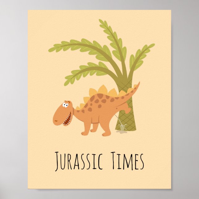 Niedlich Funny Dinosaur Dino Peeing Jurassic Fern Poster (Vorne)