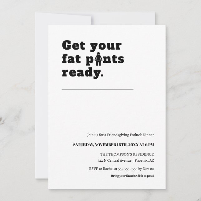 Niedlich Funny Erntedank Dinner Modernes Minimalis Einladung (Vorderseite)