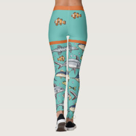 Niedlich Funny Fish Swimming Strand Mural Aquarium Leggings