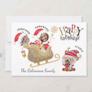 Niedlich Funny Foto Santa Family Hunde Rentier Xma Feiertagskarte