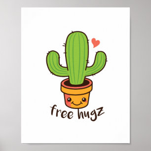 Niedlich Funny FREE HUGS Hugz Cacti Cactus Prickly Poster