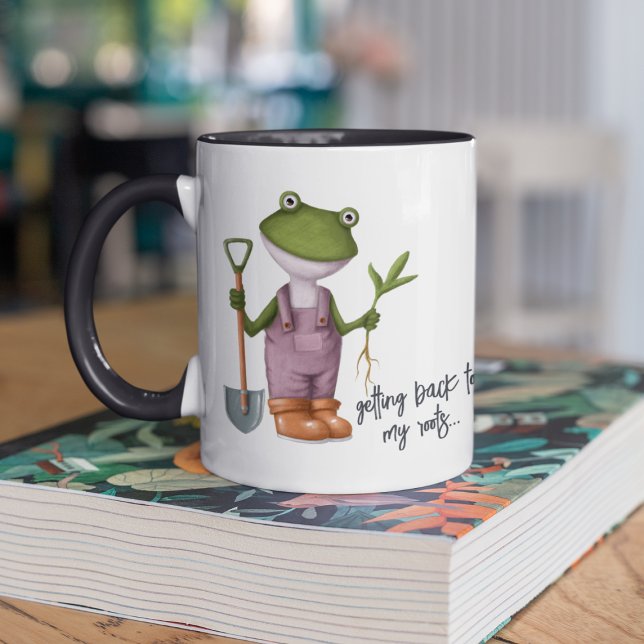 Niedlich Funny Frog Garening Personalisierter Name Tasse (Von Creator hochgeladen)