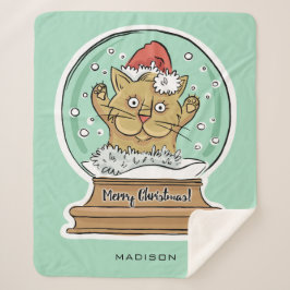 Niedlich Funny Funny Christmas Cat individuelle Na Sherpadecke