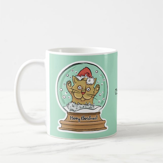 Niedlich Funny Funny Christmas Cat individuelle Na Tasse (Links)