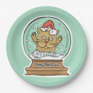 Niedlich Funny Funny Christmas Cat Papier Teller