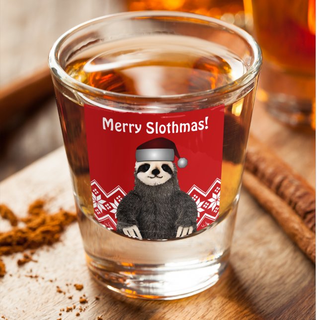 Niedlich Funny Funny Frohe Weihnachten Slot Weihna Schnapsglas (Merry Slothmas Cute Festive Sloth Themed Stocking Stuffers)