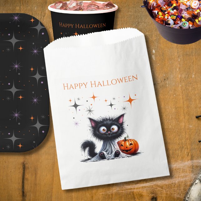 Niedlich Funny Ghost Black Retro Kitten Halloween Geschenktütchen (Von Creator hochgeladen)