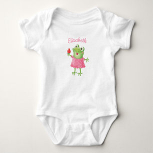 Niedlich Funny Girl Frog Pink Girl Baby Bodysuit Strampler