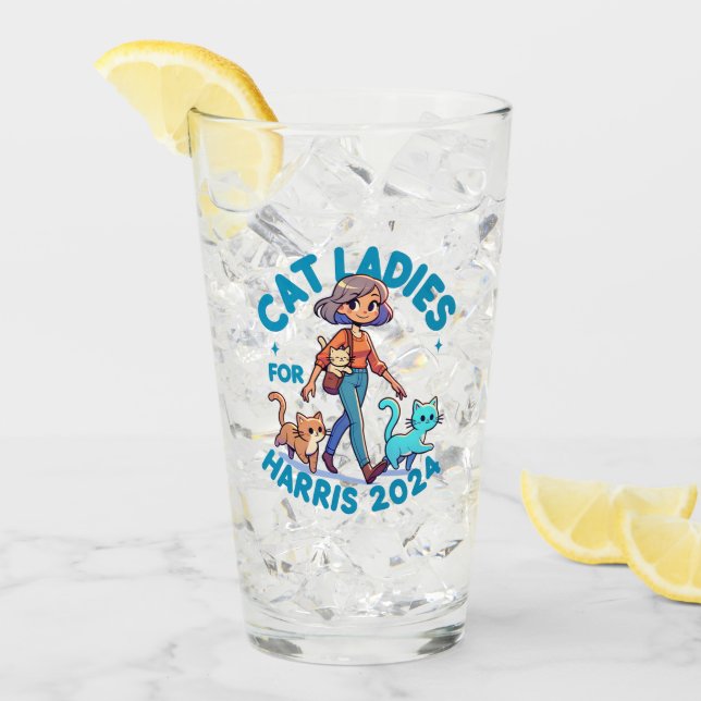 Niedlich Funny Girly Childless Cat Lady Kamala Har Glas (Vorderseite Ice)