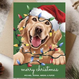 Niedlich Funny Golden Retriever Weihnachtsmannmütz Feiertagskarte