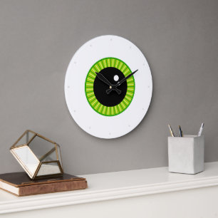 Niedlich Funny Green Eyeball Große Wanduhr