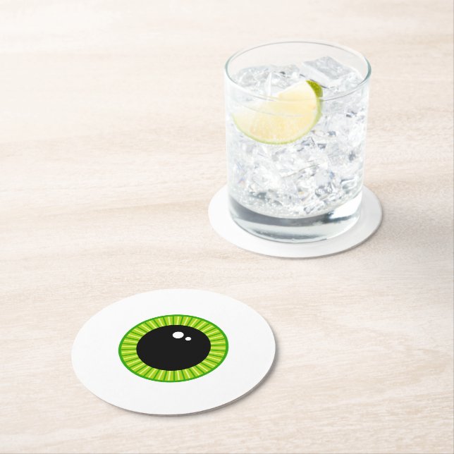Niedlich Funny Green Eyeball Runder Pappuntersetzer (Vor Ort)