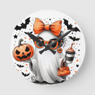 Niedlich Funny Halloween Ghost Runde Wanduhr